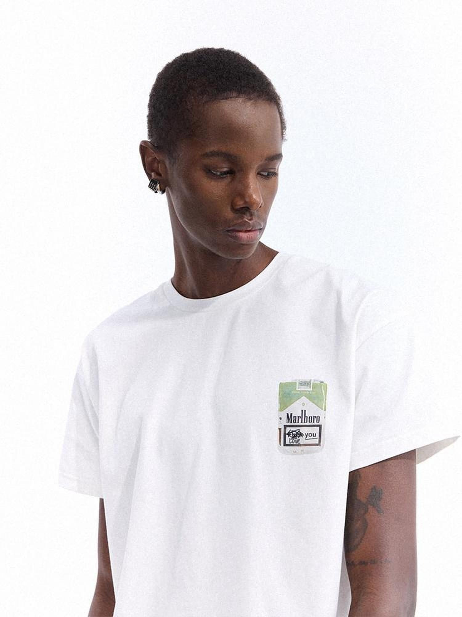 Dream Band White Print Round Neck Short Sleeve Slim Fit Women's Pure Cotton Basic T-shirts