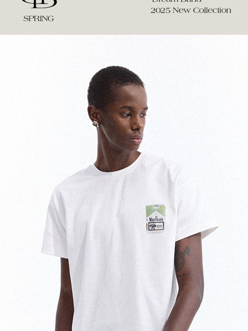 Dream Band White Print Round Neck Short Sleeve Slim Fit Women's Pure Cotton Basic T-shirts