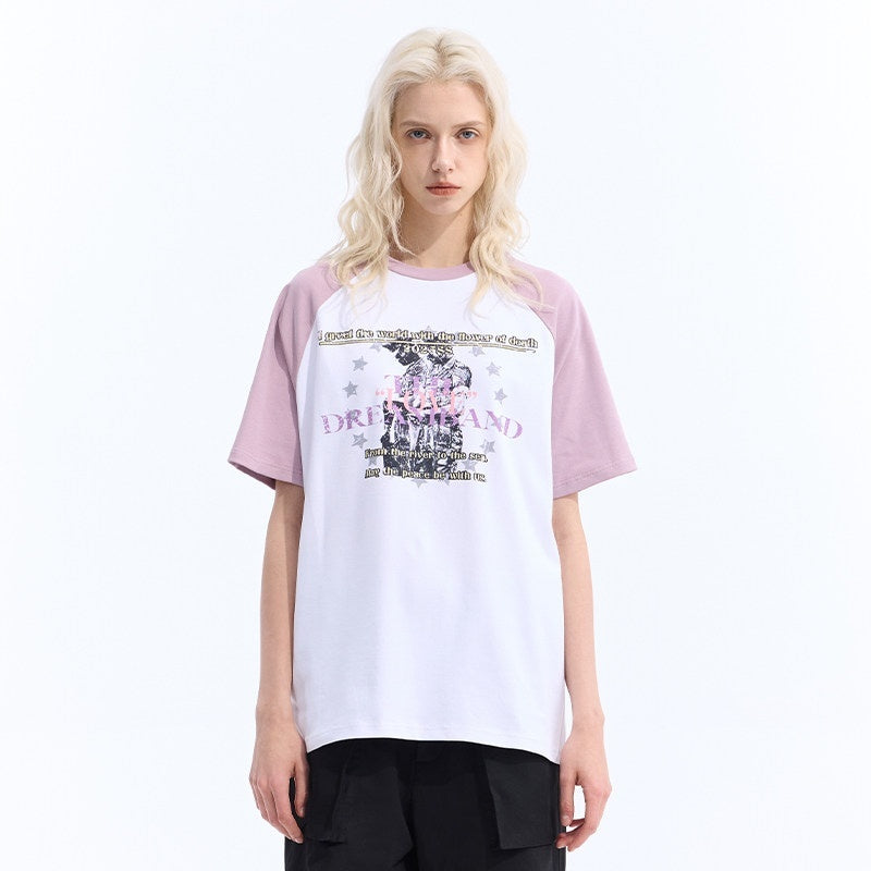 Dream_Band_White_Raglan_Slim_Fit_Round_Neck_Women's_Cotton_Short_Sleeve_T-shirts_884854032060_MISSTT