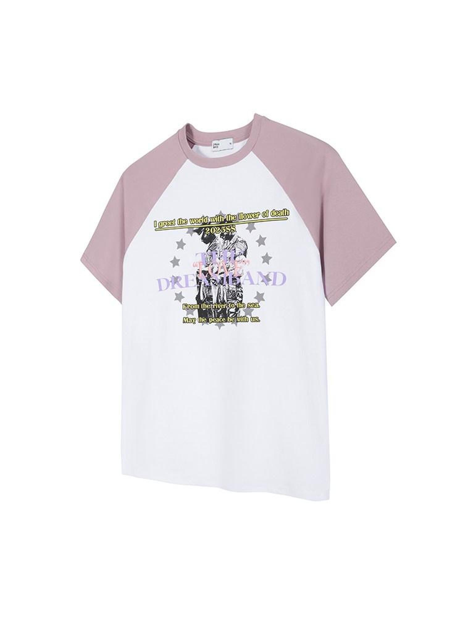 Dream Band White Raglan Slim Fit Round Neck Women's Cotton Short Sleeve T-shirts