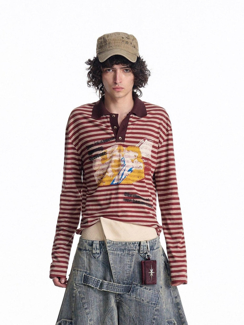 EMOBROTHER 100% Cotton Slim Fit Striped Distressed Unisex Travel Long Sleeve T-Shirts