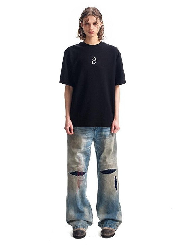 HAS2SONS 3d Raised Print Air Layer Boxy Women's 100 Percent Cotton Short Sleeve T-shirts