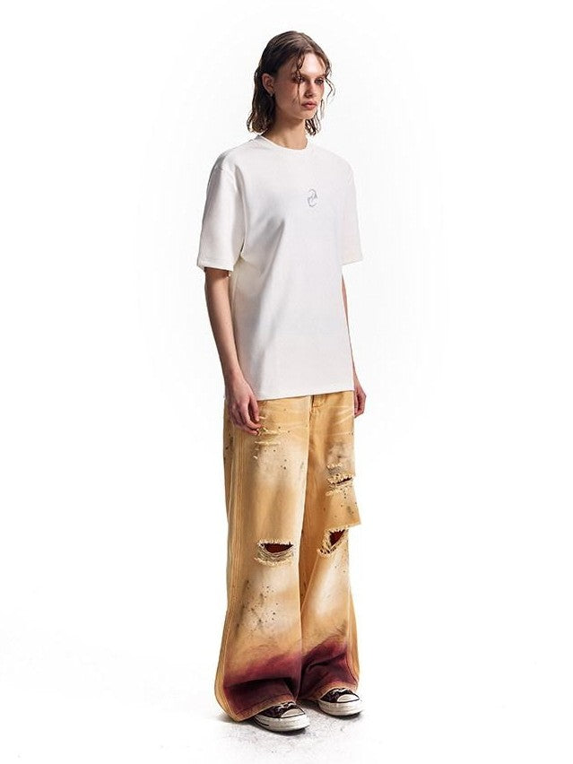 HAS2SONS 3d Raised Print Air Layer Boxy Women's 100 Percent Cotton Short Sleeve T-shirts