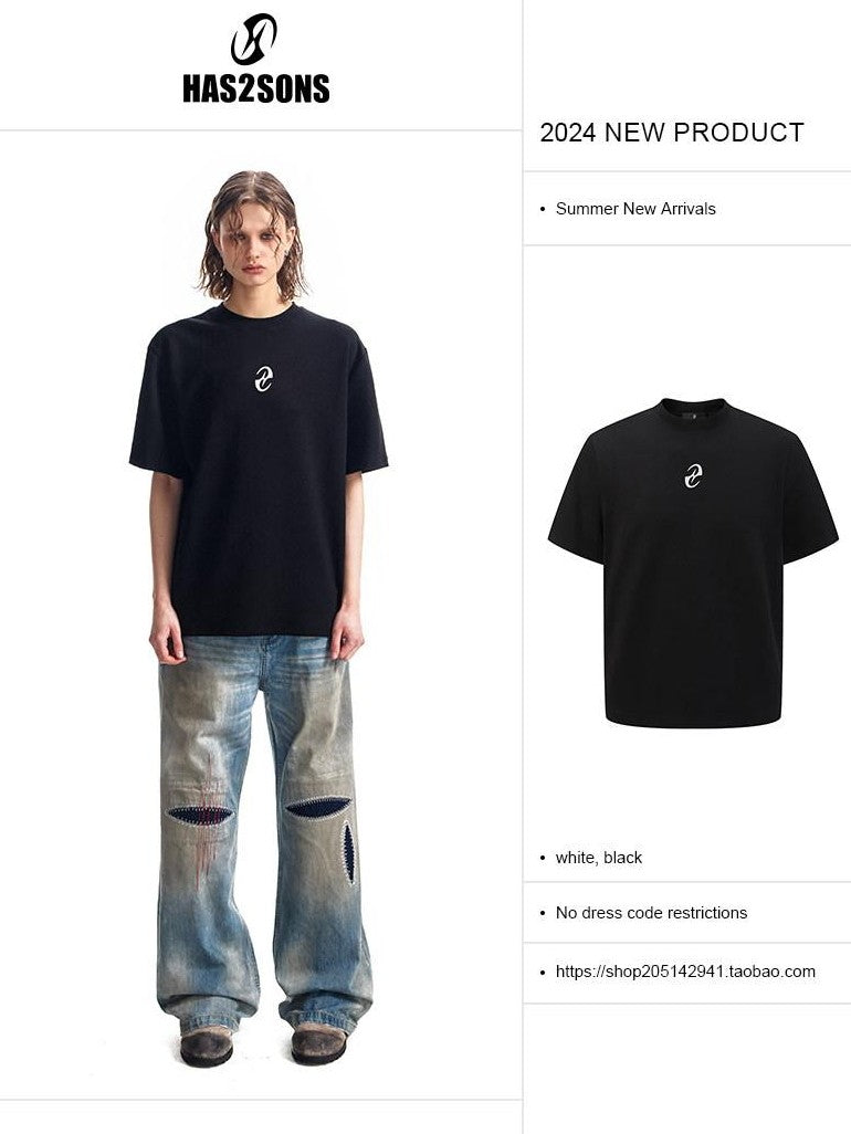 HAS2SONS 3d Raised Print Air Layer Boxy Women's 100 Percent Cotton Short Sleeve T-shirts