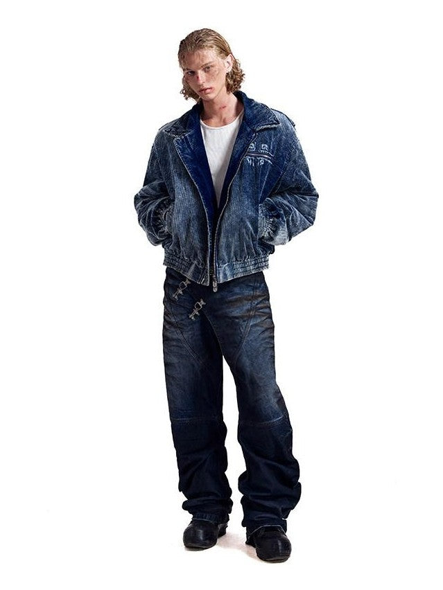 HAS2SONS 3d Whisker Distressed Stonewash Metal Women's Cotton Relaxed Jeans