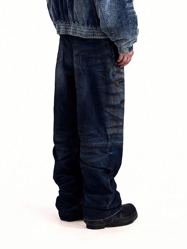 HAS2SONS 3d Whisker Distressed Stonewash Metal Women's Cotton Relaxed Jeans
