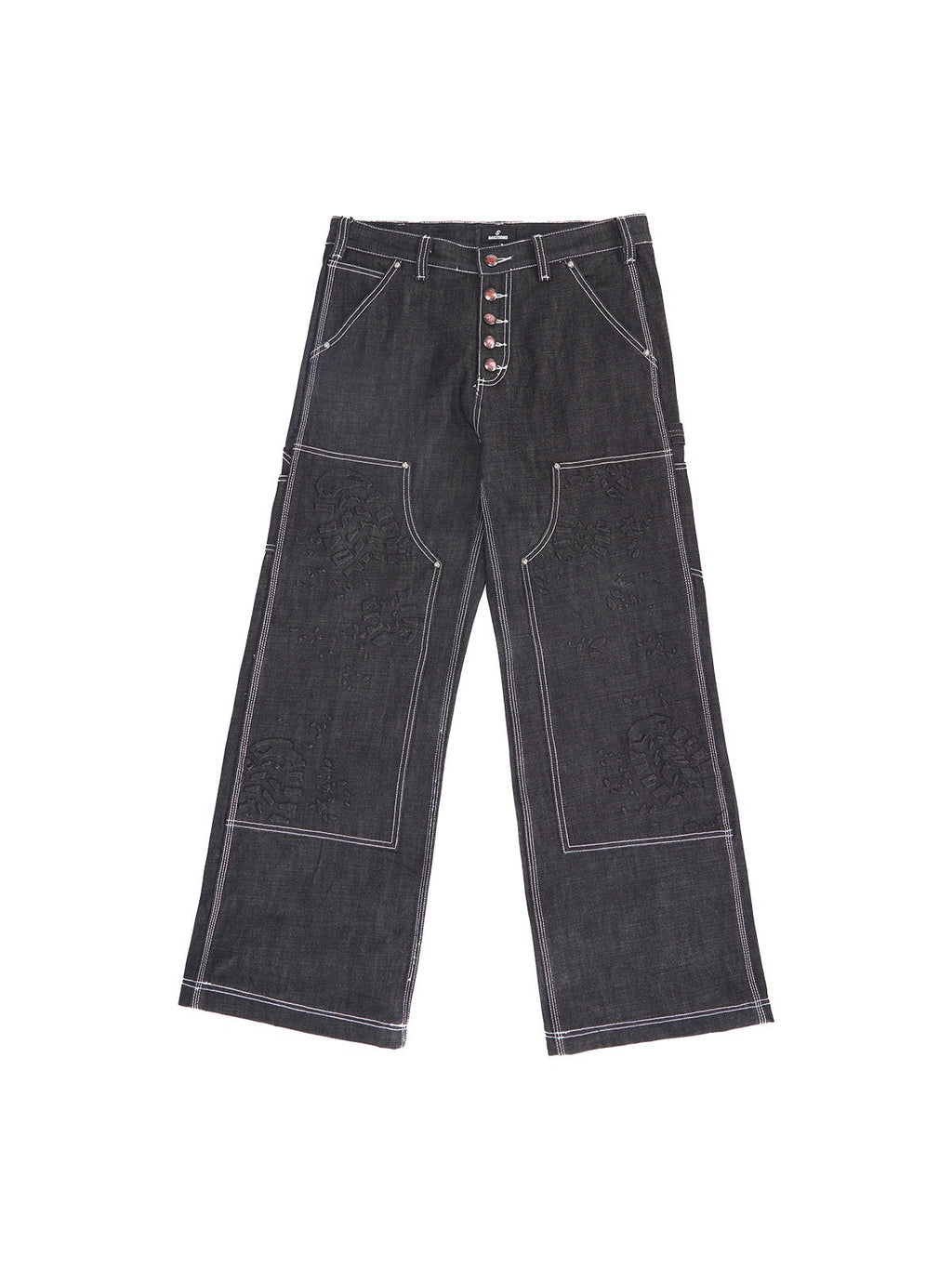 HAS2SONS_Black_Double_Knee_Rivet_Bonded_Detail_Straight_Women's_Cotton_Selvedge_Jeans_998126986928_MISSTT