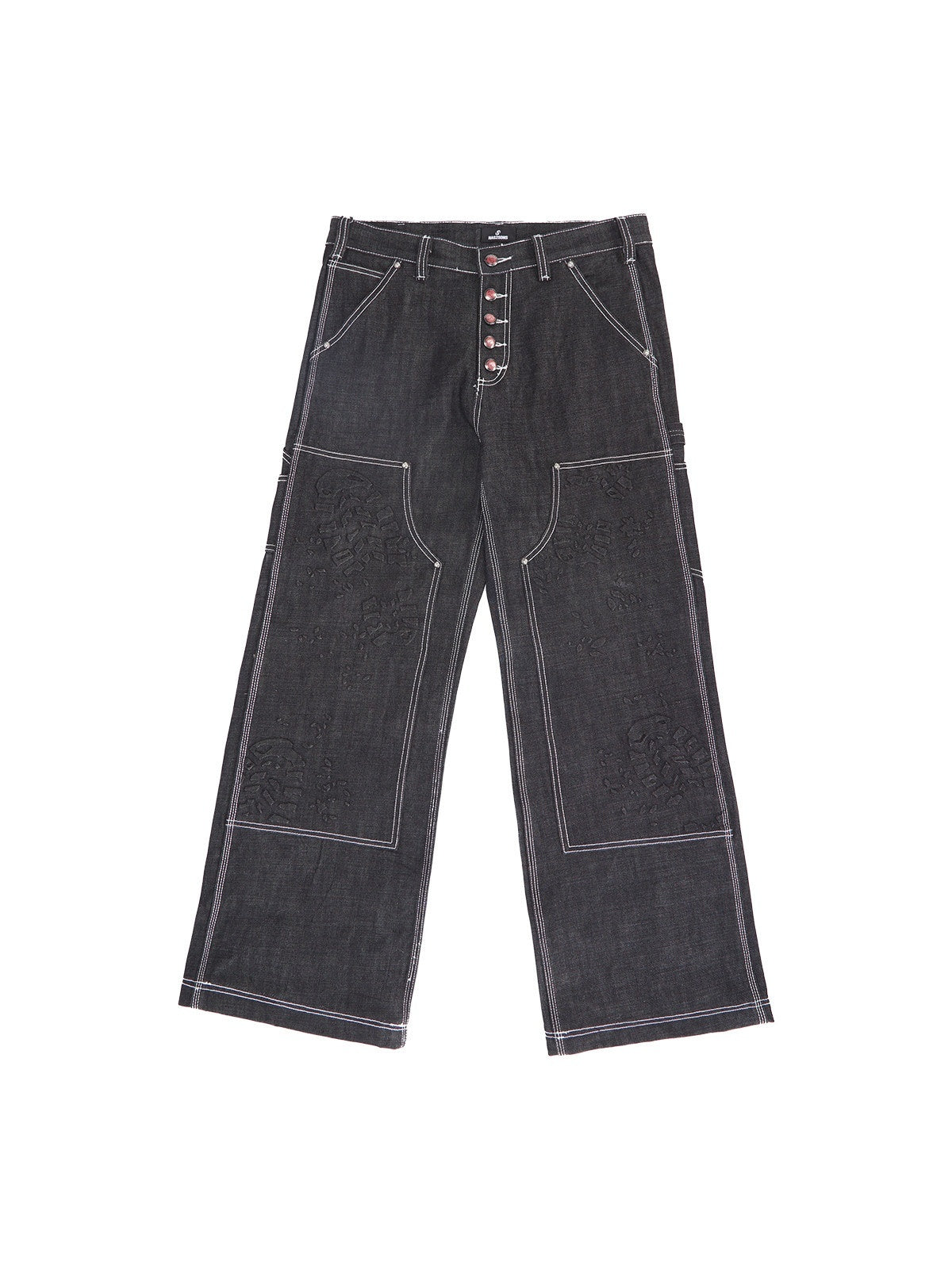 HAS2SONS_Black_Double_Knee_Rivet_Bonded_Detail_Straight_Women's_Cotton_Selvedge_Jeans_998126986928_MISSTT