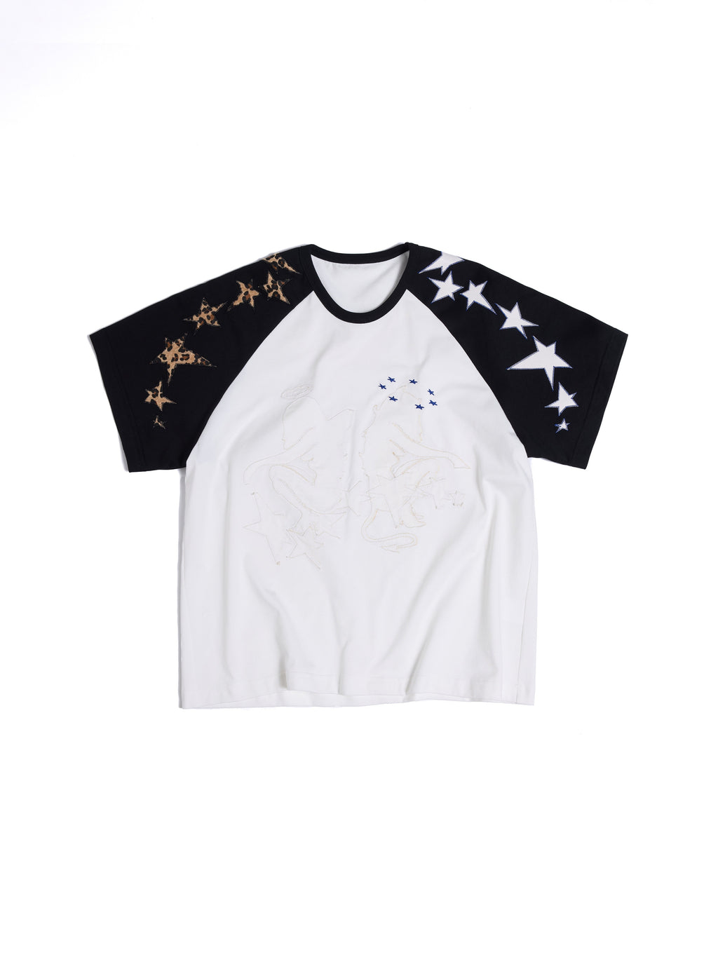 HAS2SONS_Black_White_Raglan_Applique_Figure_Print_Women's_Cotton_Short_Sleeve_T-shirts_1045830107719_MISSTT