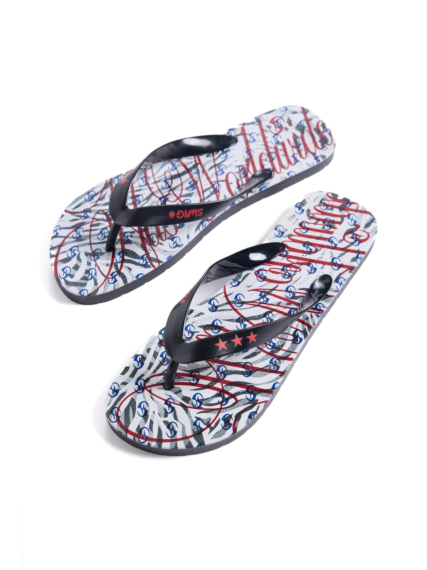 HAS2SONS Black White Zebra Print Non Slip Thong Women's Genuine Leather Flip Flops