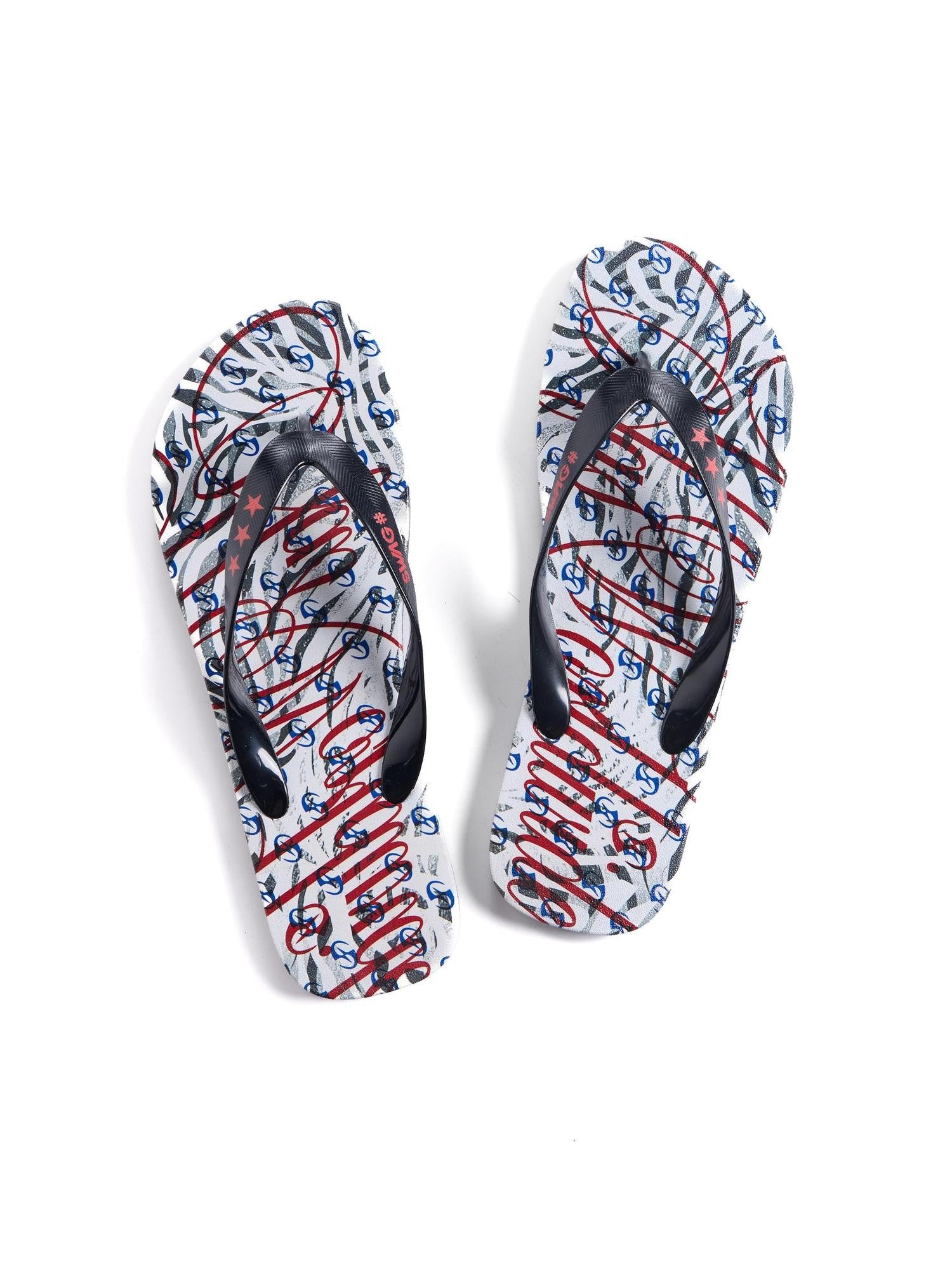 HAS2SONS Black White Zebra Print Non Slip Thong Women's Genuine Leather Flip Flops