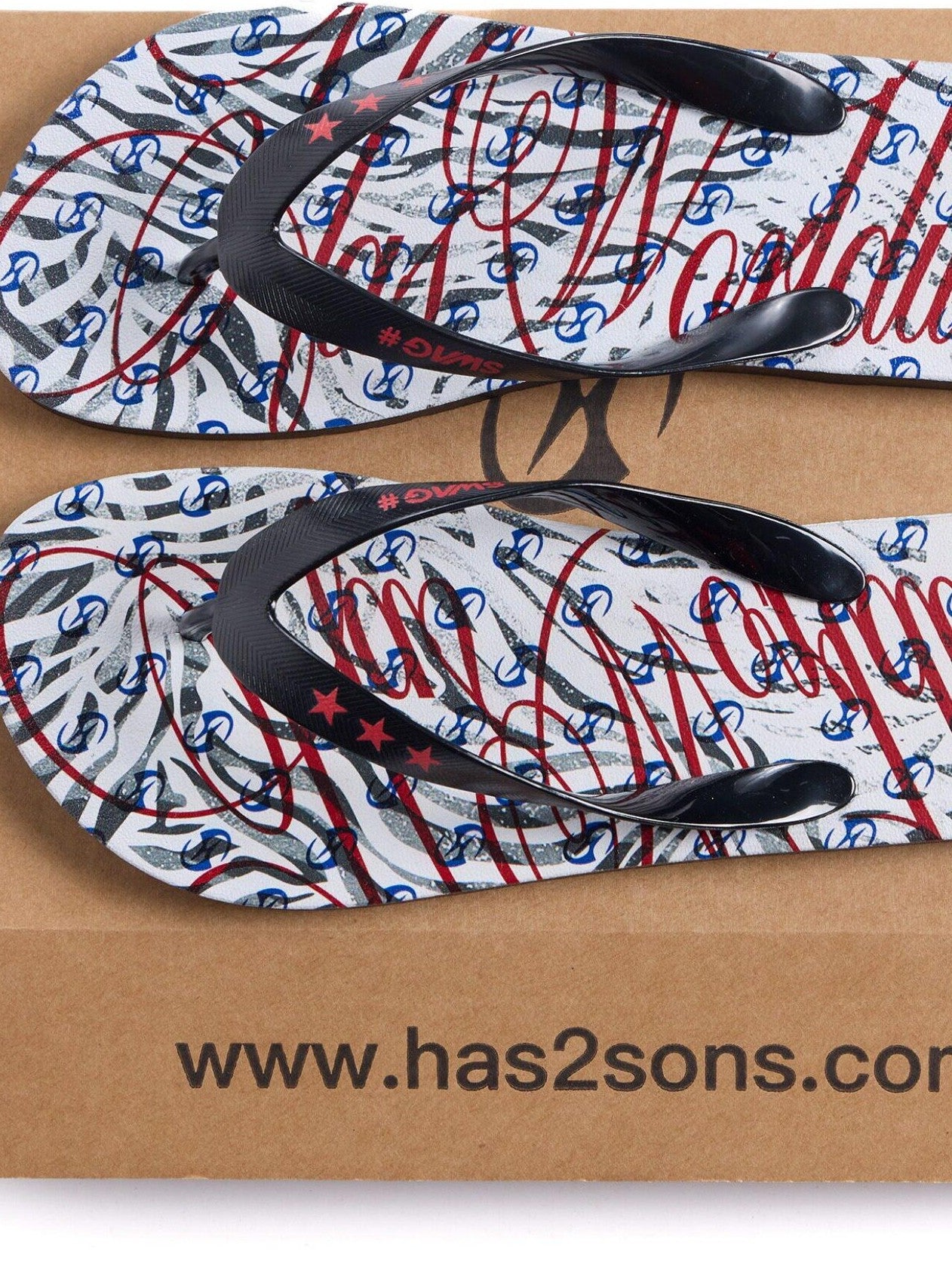 HAS2SONS Black White Zebra Print Non Slip Thong Women's Genuine Leather Flip Flops