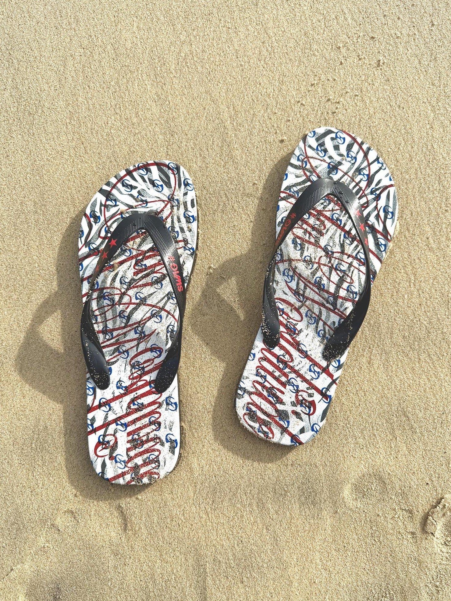 HAS2SONS Black White Zebra Print Non Slip Thong Women's Genuine Leather Flip Flops