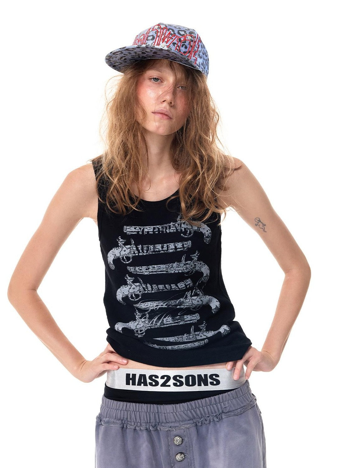 HAS2SONS Blue Leopard Print Rivet Embroidered Letter Trucker Women's Mesh Baseball Caps