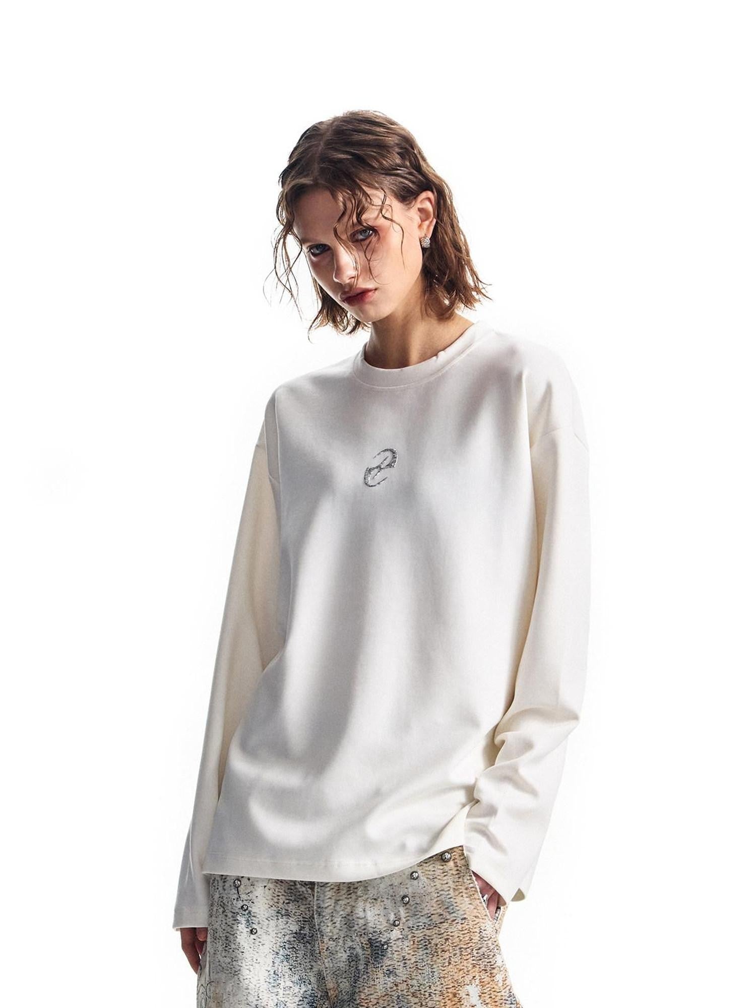 HAS2SONS Boxy 3d Print Double Air Anti Wrinkle Women's Cotton Blend Long Sleeve T-shirts