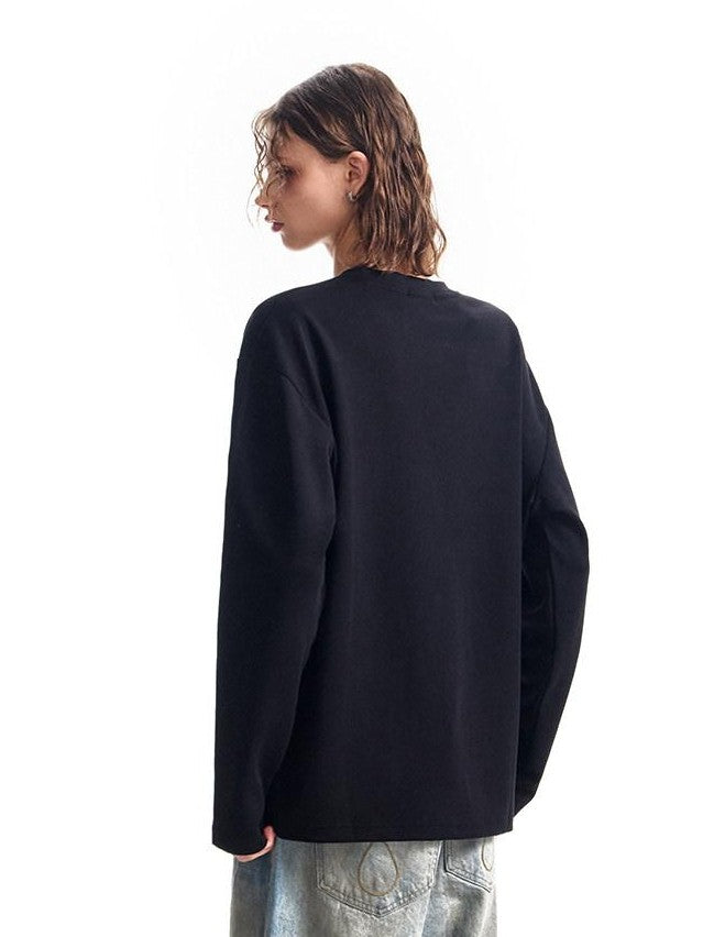HAS2SONS Boxy 3d Print Double Air Anti Wrinkle Women's Cotton Blend Long Sleeve T-shirts