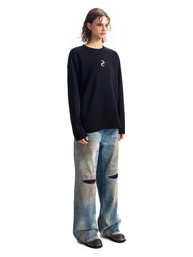 HAS2SONS Boxy 3d Print Double Air Anti Wrinkle Women's Cotton Blend Long Sleeve T-shirts