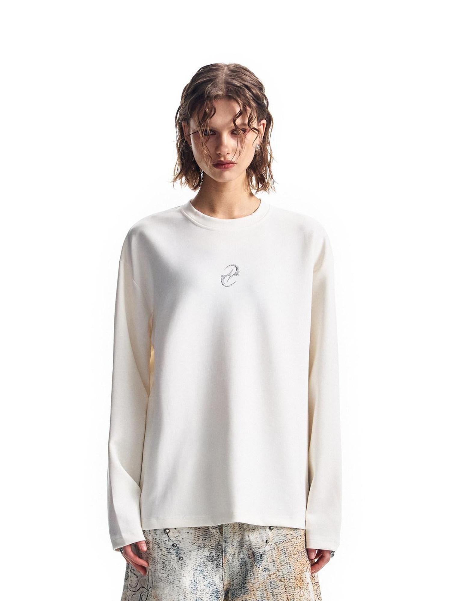 HAS2SONS Boxy 3d Print Double Air Anti Wrinkle Women's Cotton Blend Long Sleeve T-shirts