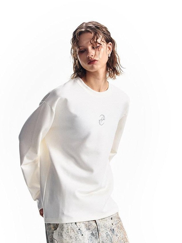 HAS2SONS Boxy 3d Print Double Air Anti Wrinkle Women's Cotton Blend Long Sleeve T-shirts