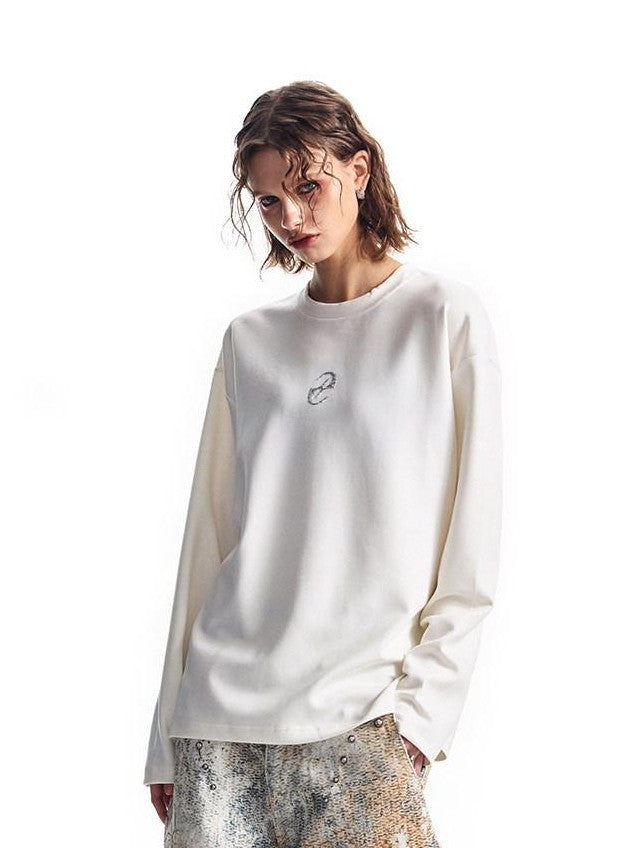 HAS2SONS Boxy 3d Print Double Air Anti Wrinkle Women's Cotton Blend Long Sleeve T-shirts