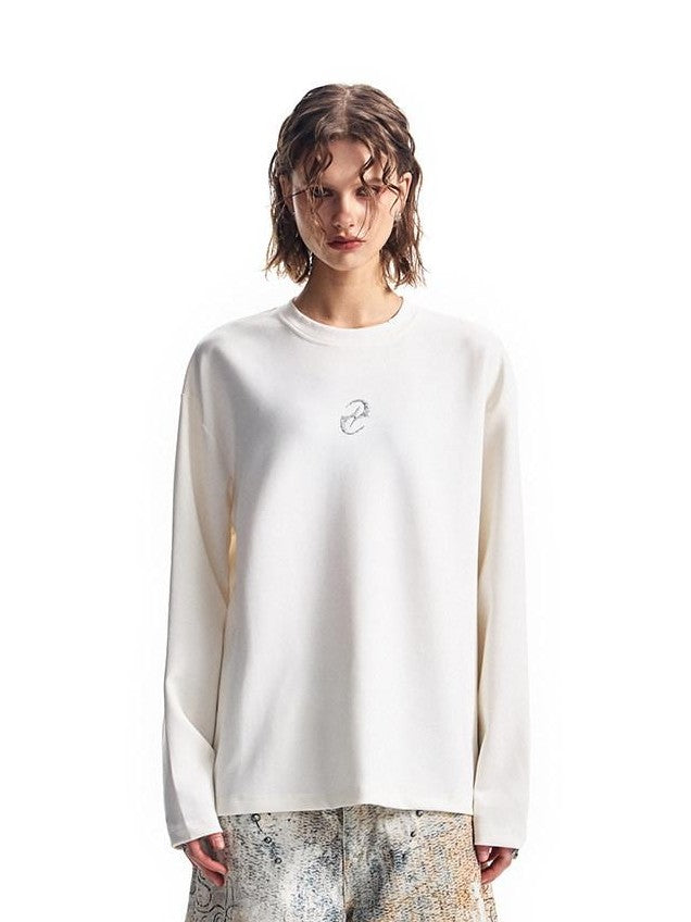 HAS2SONS Boxy 3d Print Double Air Anti Wrinkle Women's Cotton Blend Long Sleeve T-shirts