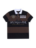 HAS2SONS_Brown_Black_Striped_Embroidered_Patchwork_Contrast_Letter_Women's_Classic_Polos_1034161979249_MISSTT