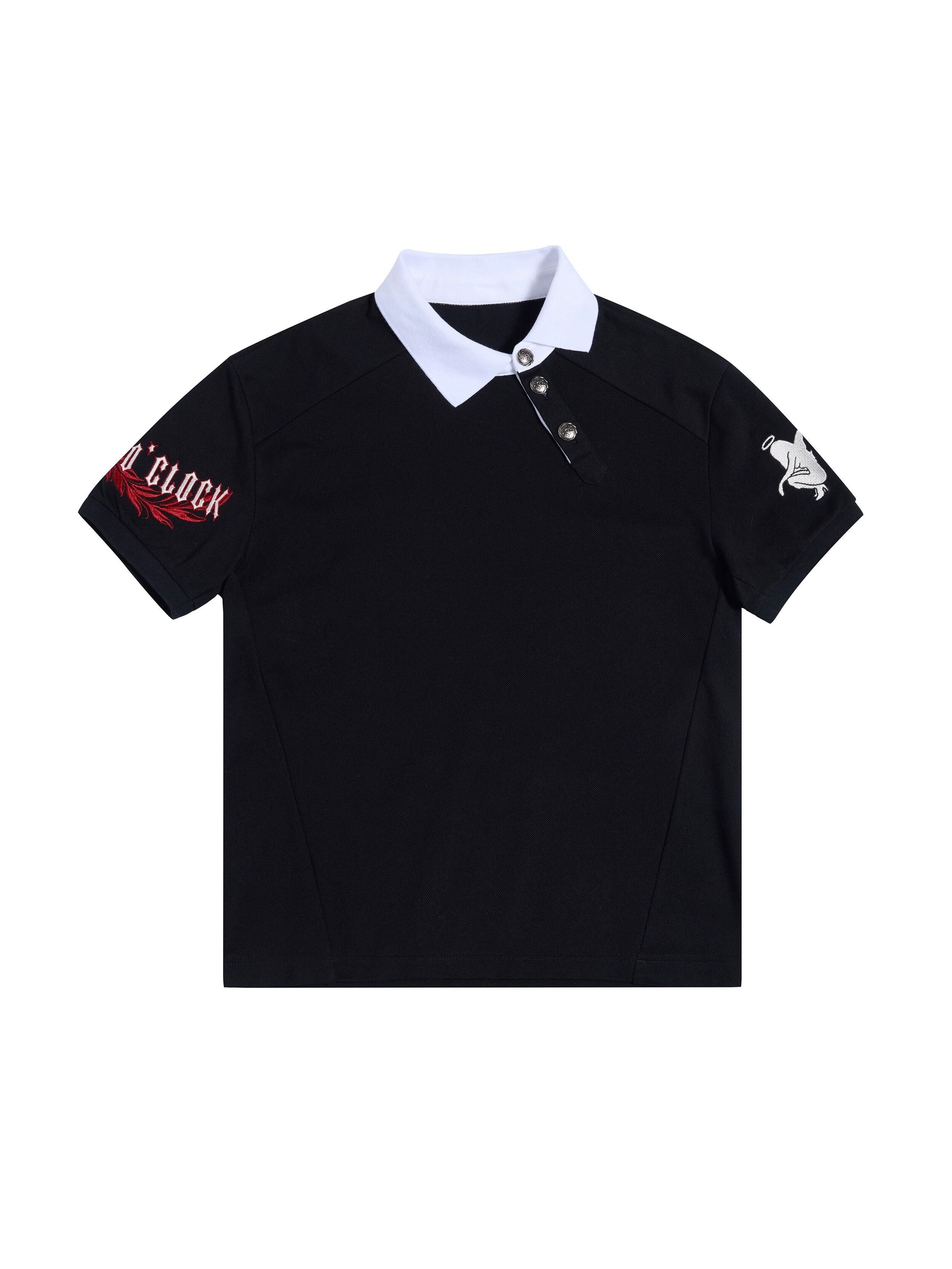 HAS2SONS_Contrast_Embroidered_Asymmetric_Collar_Back_Letter_Women's_Classic_Polos_1034868378771_MISSTT