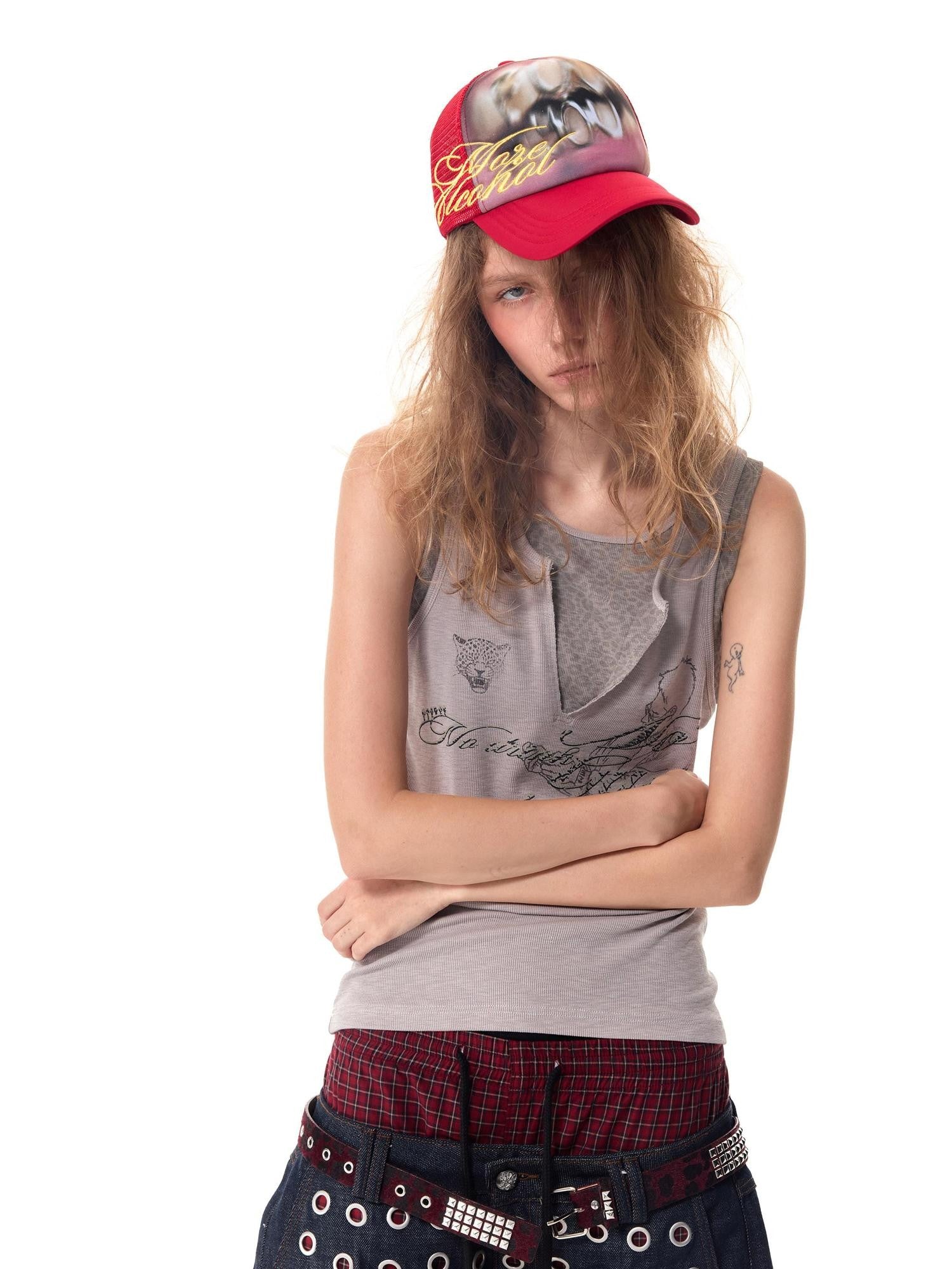 HAS2SONS Contrast Embroidered Slogan Letters Women's Polyester Cotton Baseball Caps