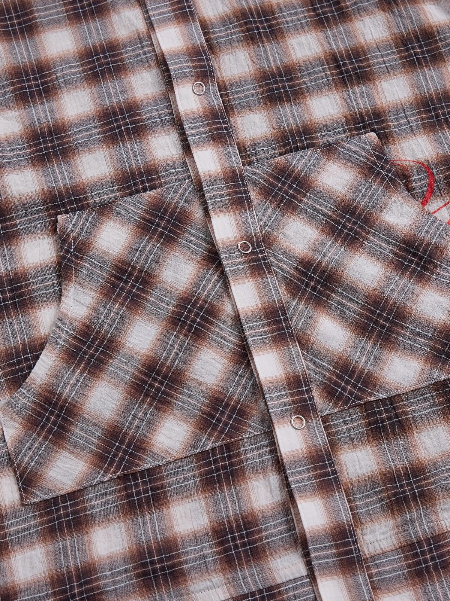 HAS2SONS Detachable Leather Star Applique Street Plaid Hooded Women's Cotton Cardigans