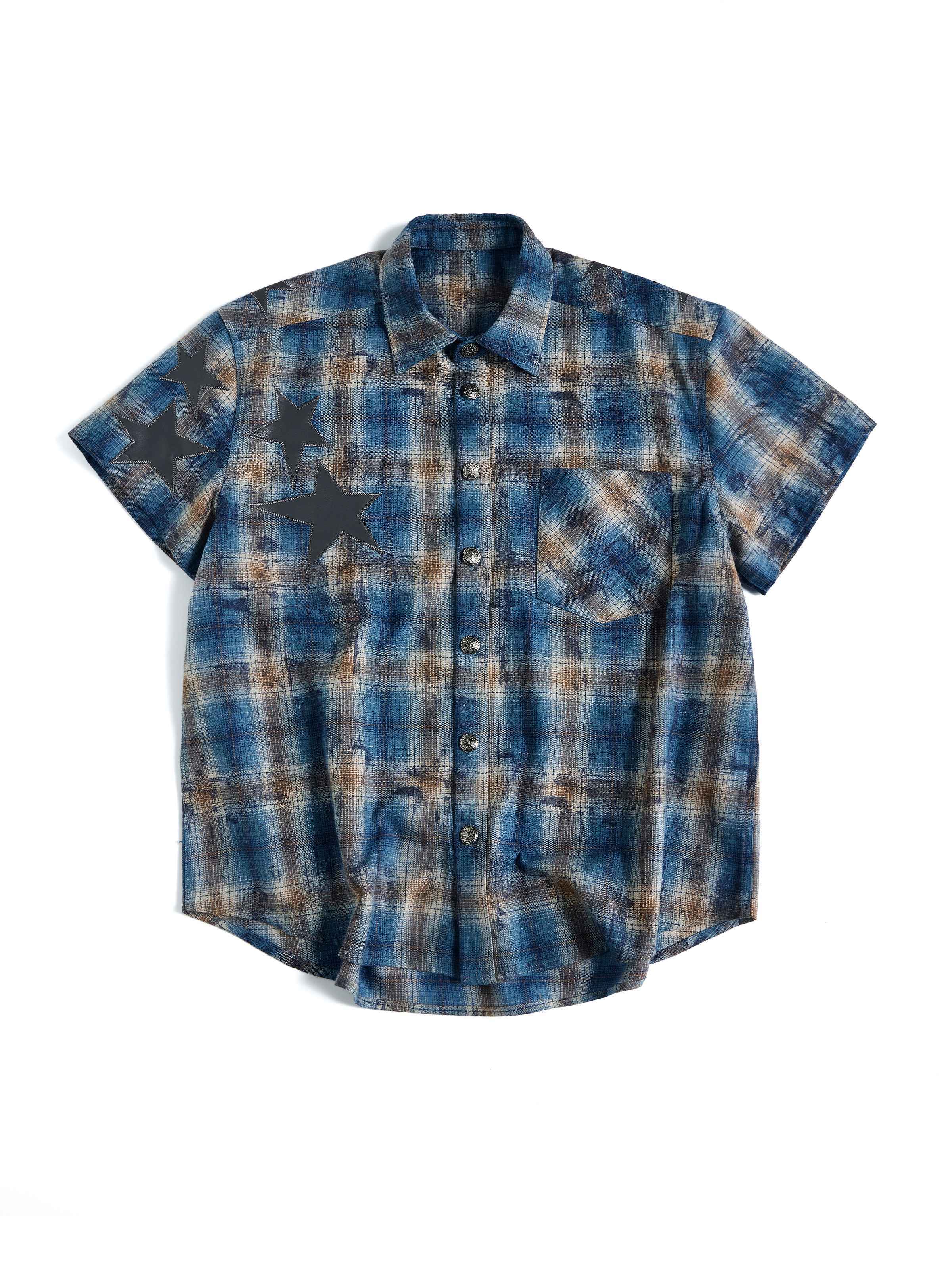 HAS2SONS_Distressed_Star_Applique_Colorblock_Boxy_Women's_Cotton_Blend_Flannel_Shirts_1048424320754_MISSTT