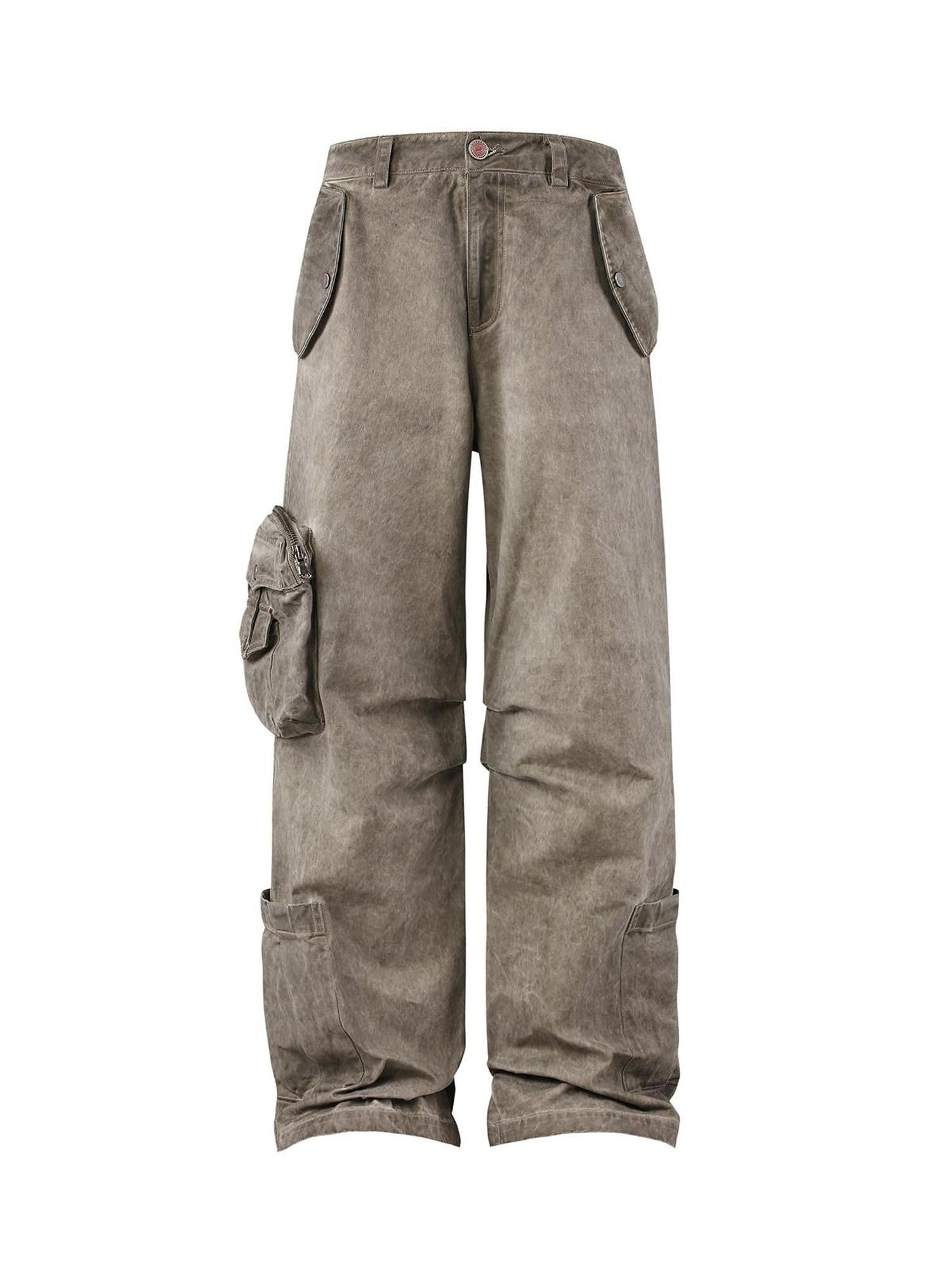 HAS2SONS Garment Dyed Textured Distressed Vintage Cargo Women's Cotton Relaxed Jeans