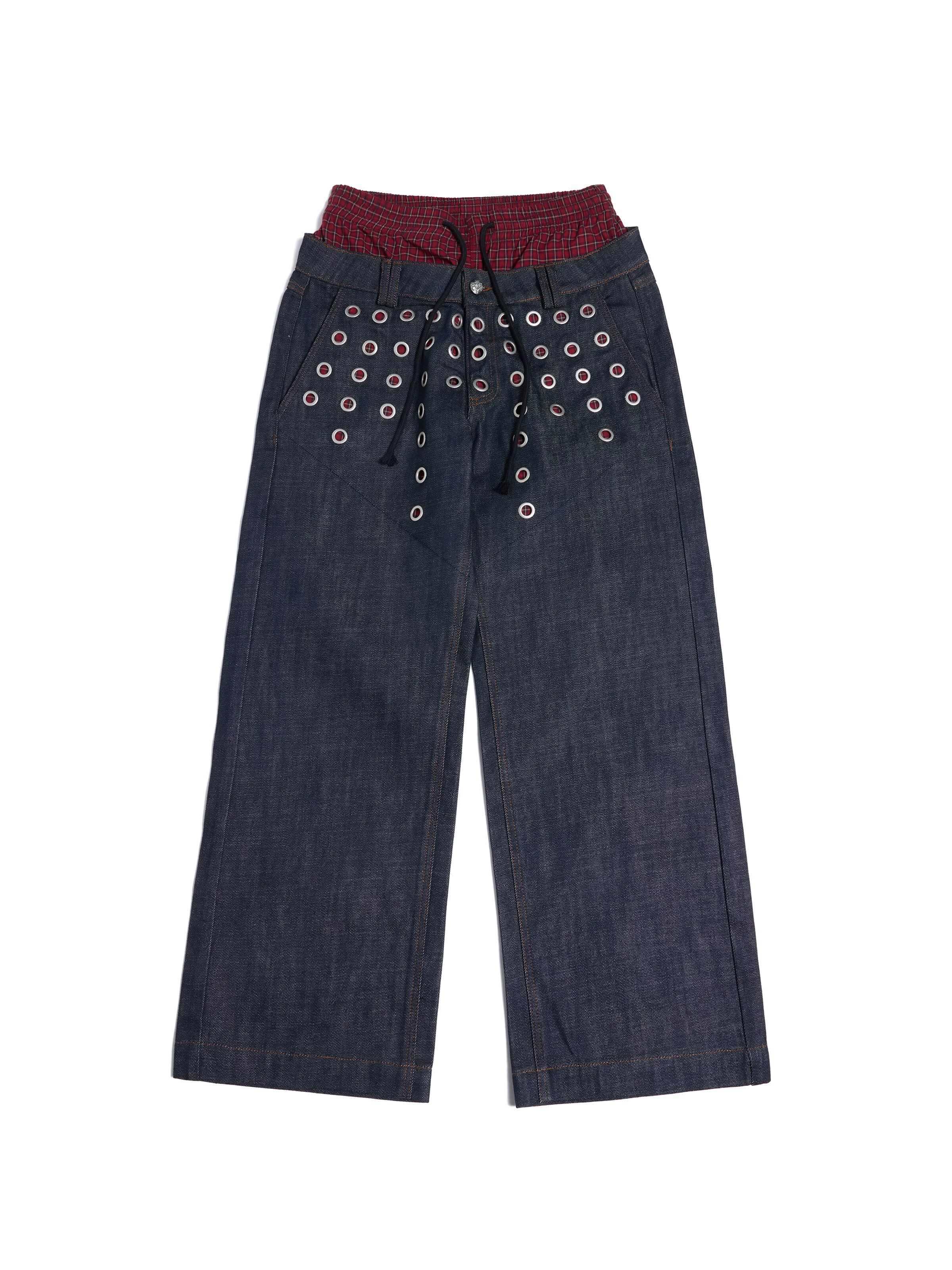 HAS2SONS_Laser_Polka_Dot_Grommet_Double_Waist_Faux_Two_Piece_Women's_Raw_Selvedge_Jeans_1046042647379_MISSTT
