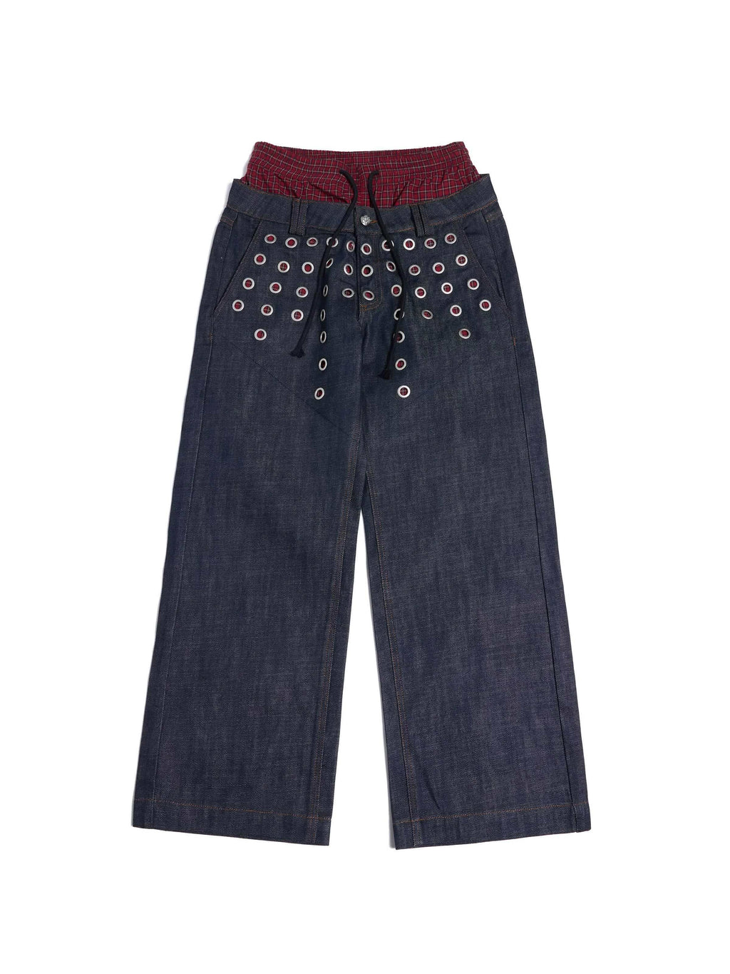 HAS2SONS_Laser_Polka_Dot_Grommet_Double_Waist_Faux_Two_Piece_Women's_Raw_Selvedge_Jeans_1046042647379_MISSTT