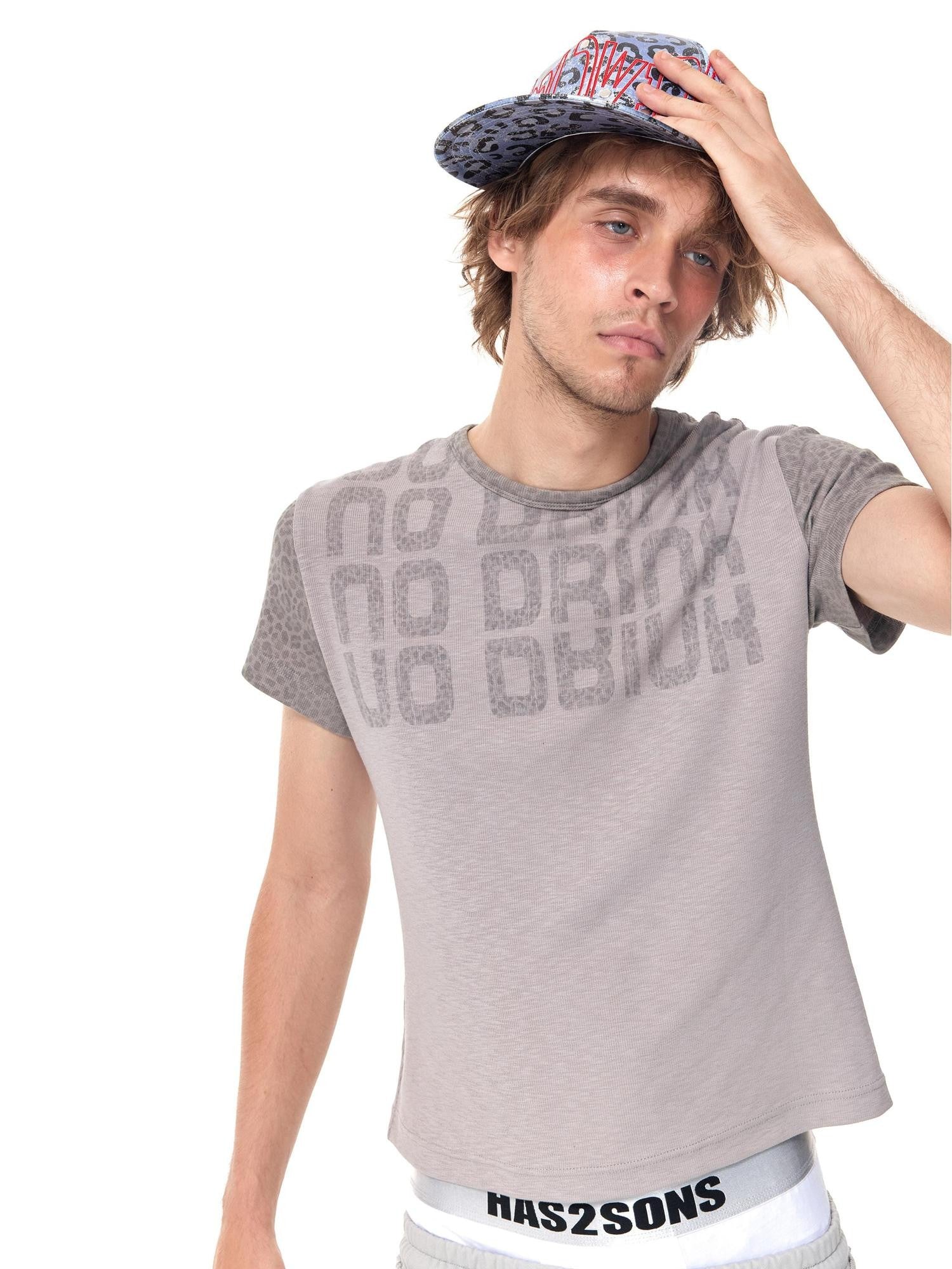 HAS2SONS Leopard Spliced Ribbed Slogan Women's Cotton Short Sleeve T-shirts