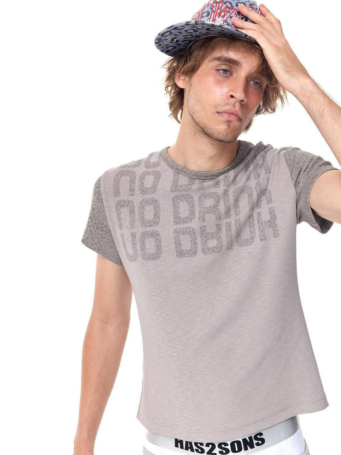 HAS2SONS Leopard Spliced Ribbed Slogan Women's Cotton Short Sleeve T-shirts