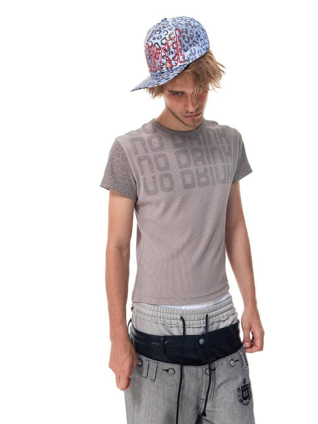 HAS2SONS Leopard Spliced Ribbed Slogan Women's Cotton Short Sleeve T-shirts