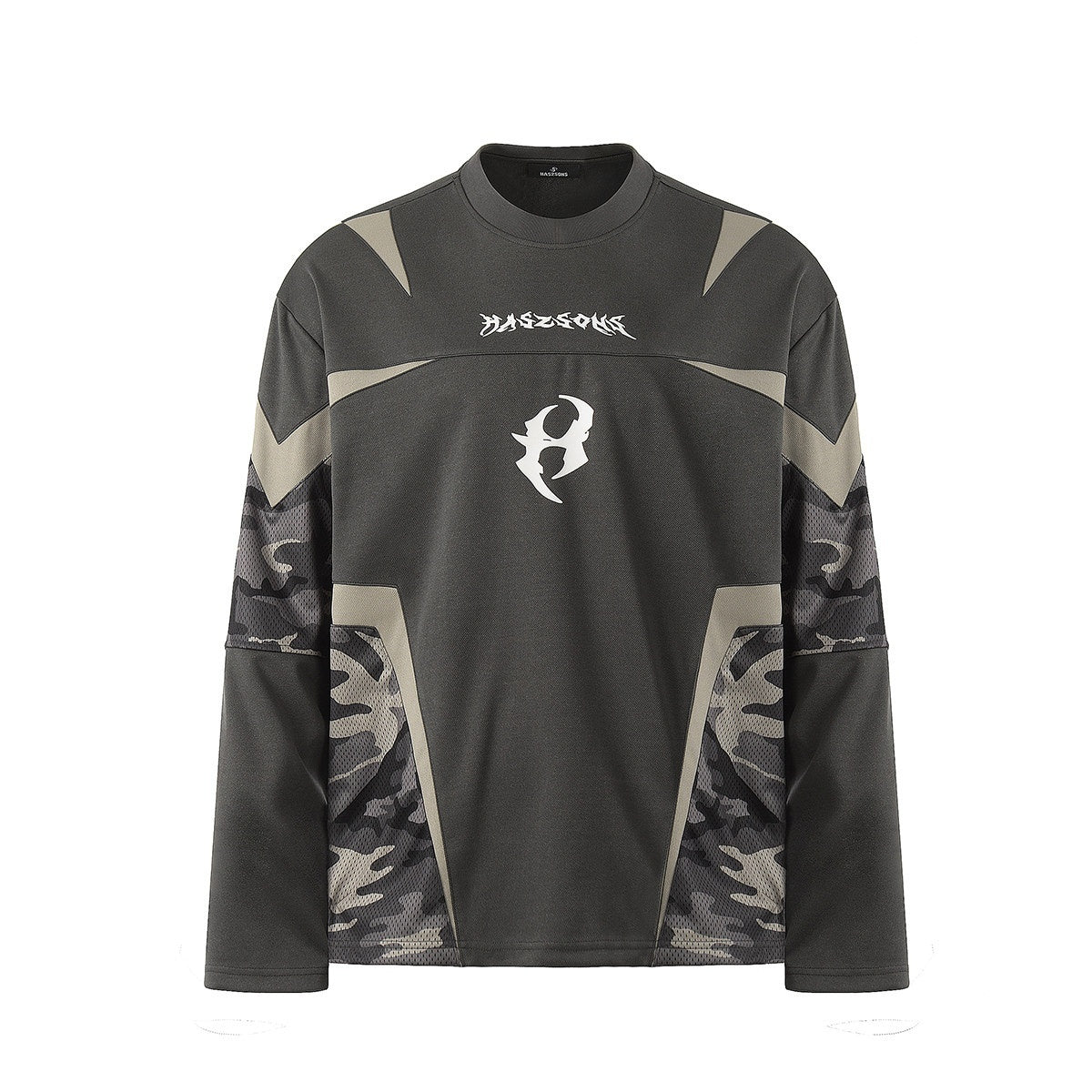 HAS2SONS_Mesh_Deconstructed_Camouflage_Patchwork_Women's_Polyester_Long_Sleeve_T-shirts_820122688618_MISSTT