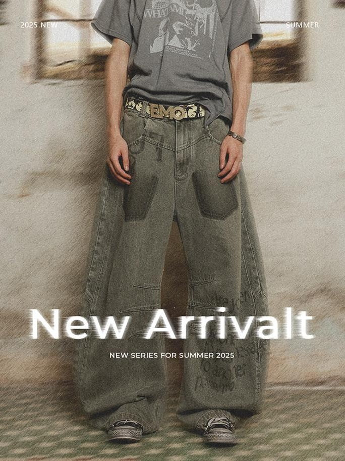 HAS2SONS Olive Green Deconstructed Slogan Women's Denim Relaxed Jeans