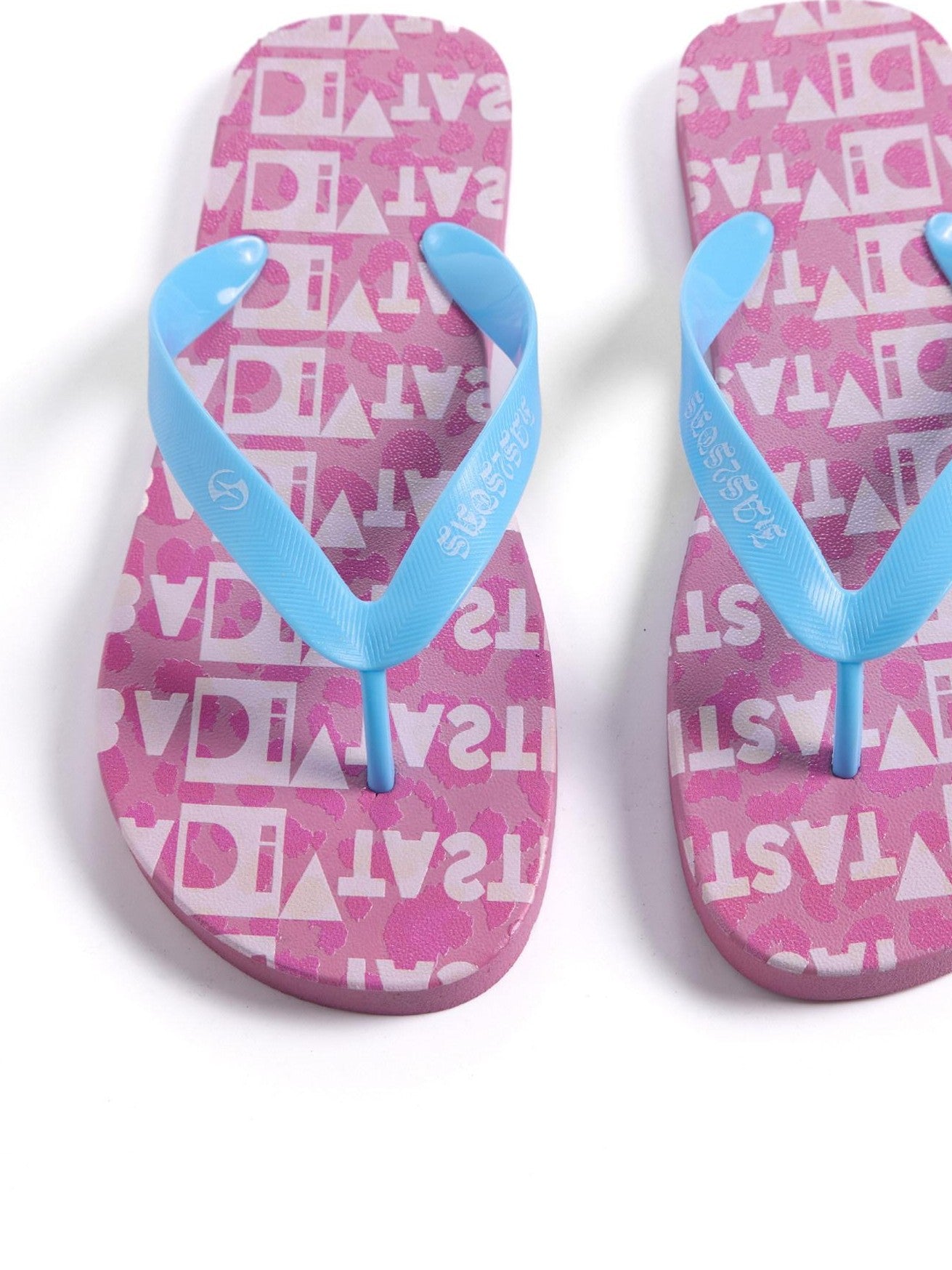 HAS2SONS Pink Leopard Print Non Slip Toe Post Women's Composite Flip Flops