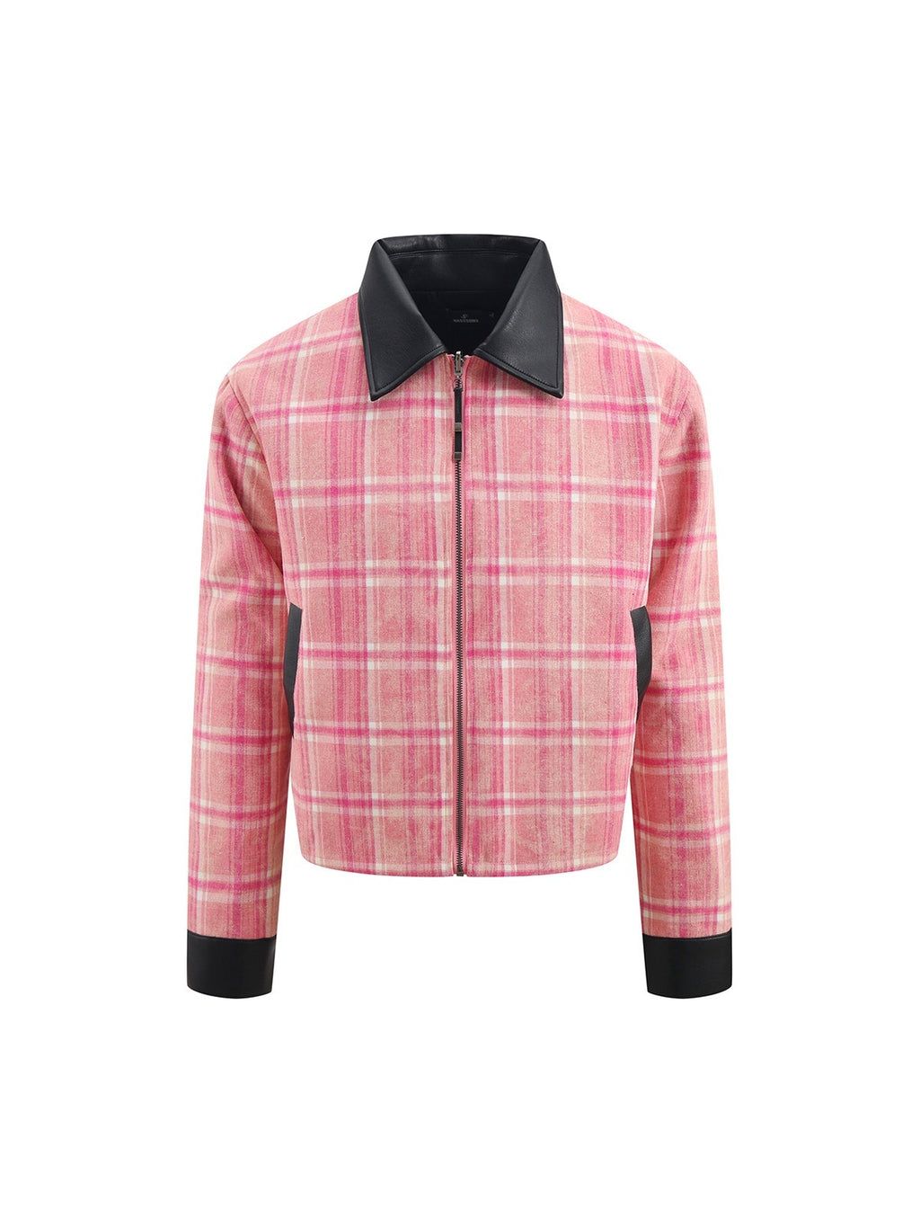 HAS2SONS_Pink_Plaid_Reversible_Printed_Leather_Trim_Women's_Polyester_Coach_Jackets_876249163762_MISSTT