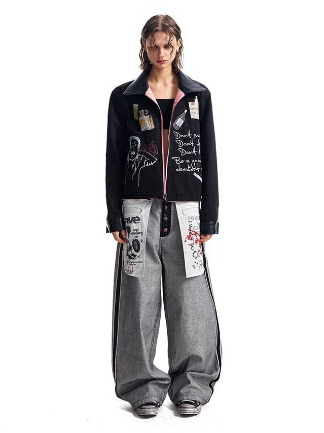 HAS2SONS Pink Plaid Reversible Printed Leather Trim Women's Polyester Coach Jackets