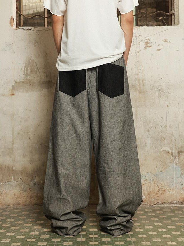 HAS2SONS Red Selvedge Raw Denim Oversized Pockets Printed Women's Cotton Straight Jeans