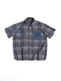 HAS2SONS_Star_Applique_Plaid_Boxy_Women's_Flocked_Corduroy_Cuban_Collar_Shirts_1054868537176_MISSTT