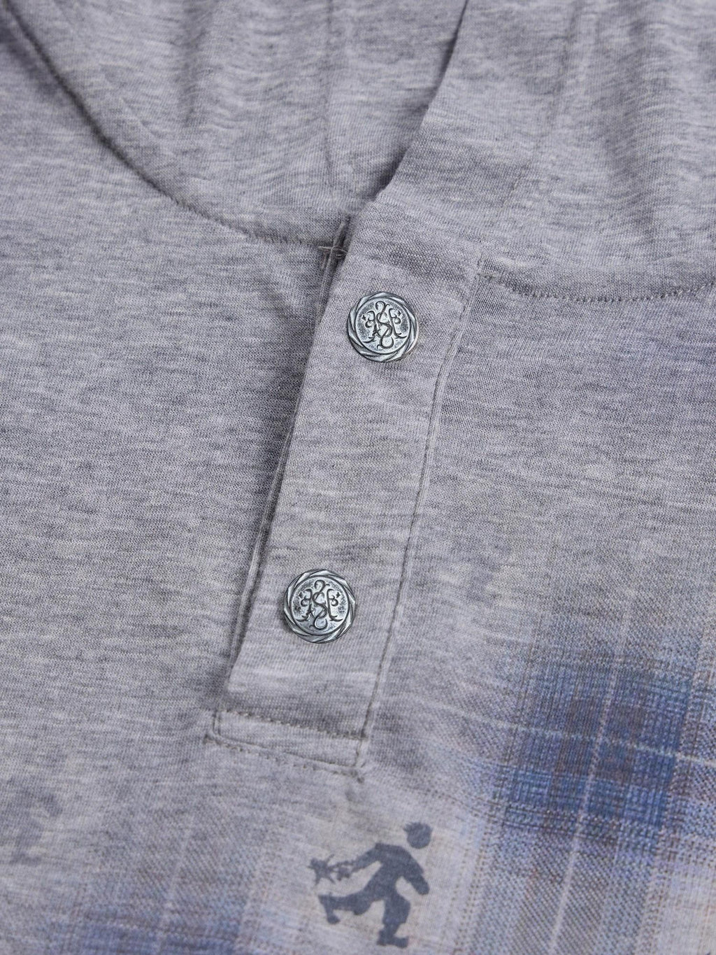 HAS2SONS Star Plaid Embroidered Hooded Henley Women's Cotton Pullover Hoodies