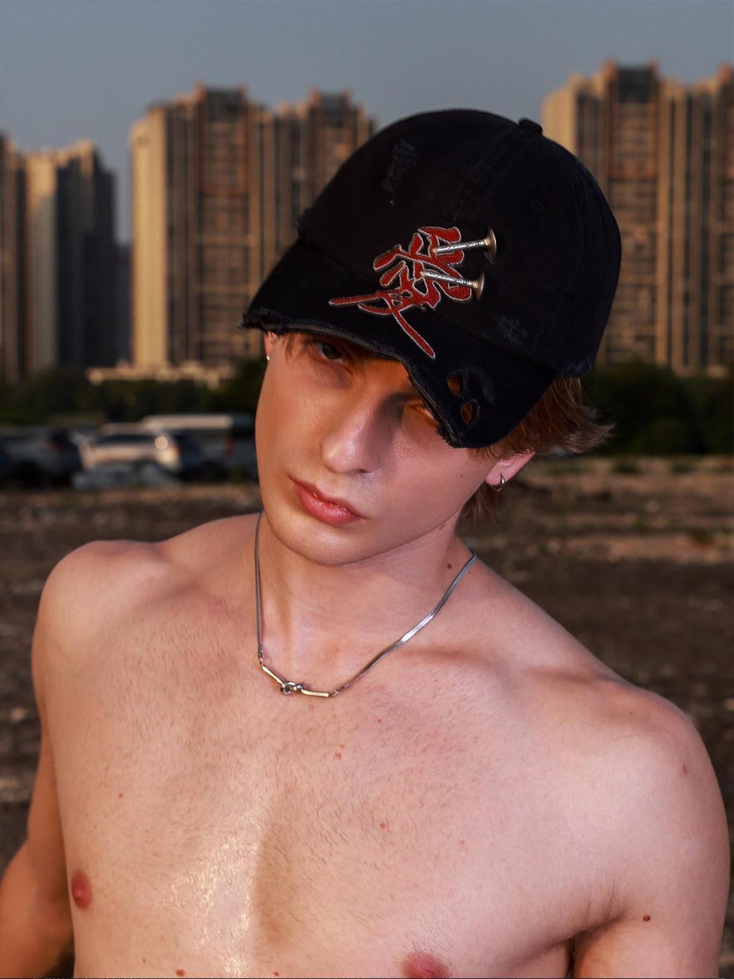HAS2SONS Street Embroidered Studded Teardrop Washed Women's Cotton Baseball Caps