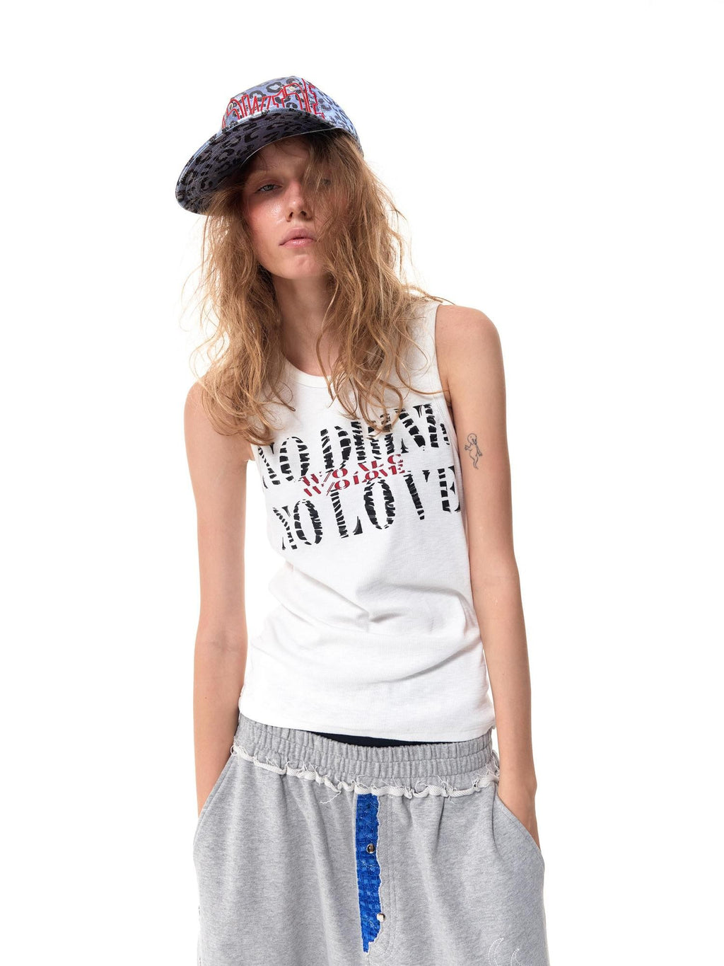 HAS2SONS Street Slim Fit Letter Print Women's Cotton Spandex Basic Tank Tops