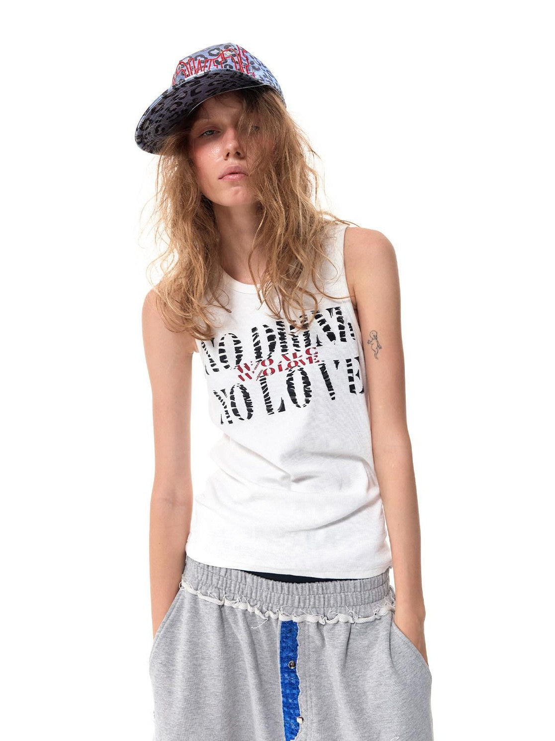 HAS2SONS Street Slim Fit Letter Print Women's Cotton Spandex Basic Tank Tops