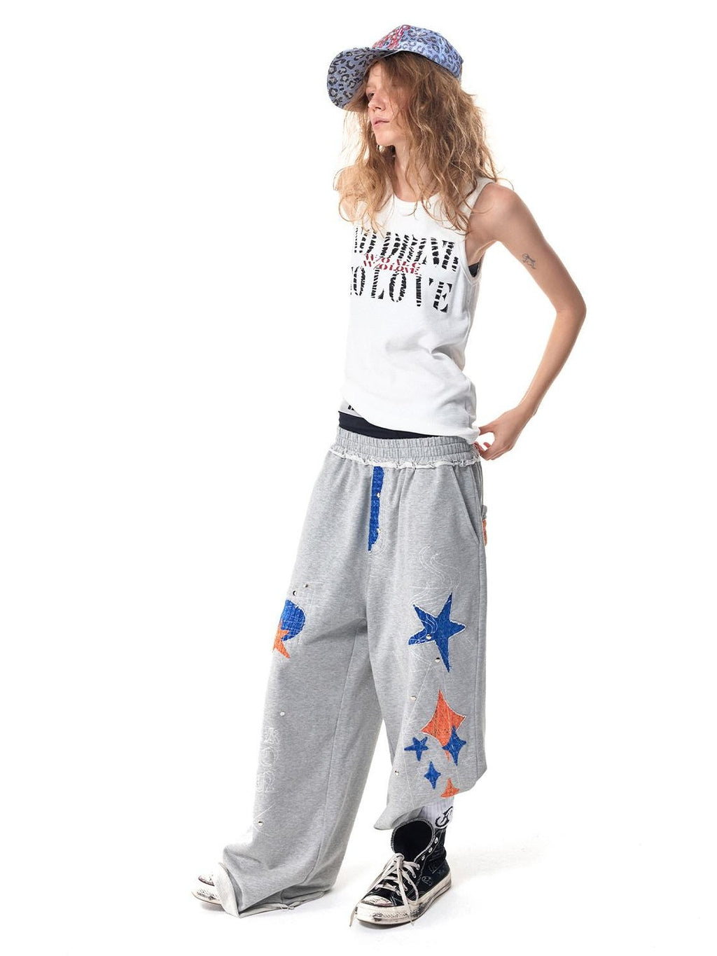 HAS2SONS Street Slim Fit Letter Print Women's Cotton Spandex Basic Tank Tops