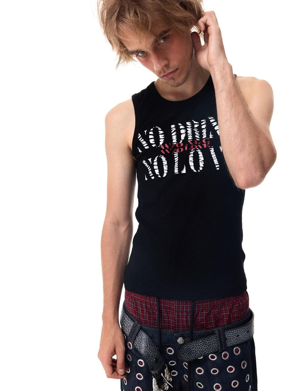 HAS2SONS Street Slim Fit Letter Print Women's Cotton Spandex Basic Tank Tops