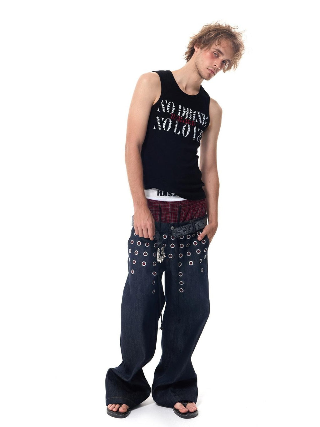 HAS2SONS Street Slim Fit Letter Print Women's Cotton Spandex Basic Tank Tops